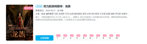 豆瓣8.8分!美劇“權(quán)游”前傳《龍之家族》上線B站、搜狐視頻